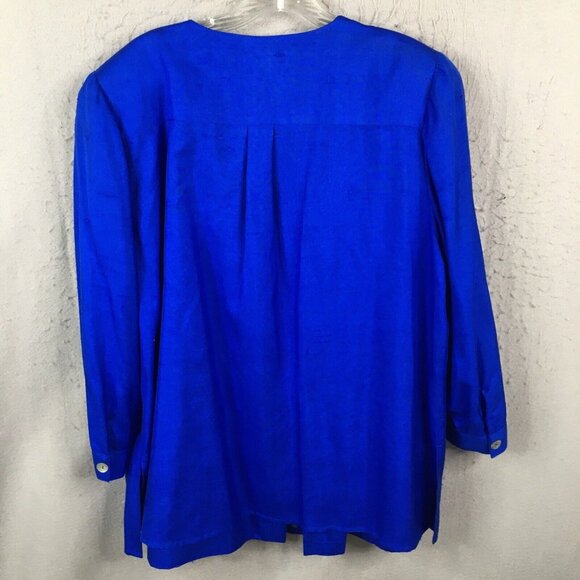 Shomi by Miller Shor Skirt Set Womens 20 Plus Size Blue 100% Silk Office Vintage - Picture 7 of 16